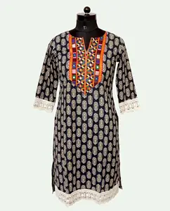 Tunique Top en dentelle brodée pour femme, vêtements décontractés, Kurtis, robe décontractée, nouvelle collection été