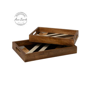 Bandeja de servicio de madera Premium con asas recortadas Bandeja multiusos duradera elegante para cocina, comedor y decoración - Product Image 5