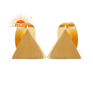 Boucles d'oreilles clous en argent sterling 925 plaqué or, motif paix fait main, pour femme, bijoux tendance certifiés, idéal comme cadeau - Product Image 1