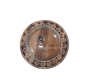 Meilleur design Plateau de service en bois d'acacia indien fabriqué à la main avec incrustation de vadrouille en nacre Nouveau fabricant Métal Acrylique - Product Image 5