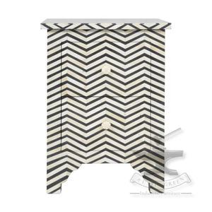 Table d'appoint de style français en os gris et incrustation motif zig zag avec deux tiroirs meubles de salon d'extérieur pour la maison hôtel - Product Image 2