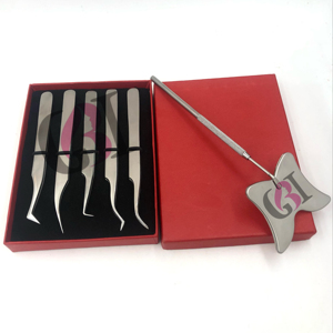 Pince à épiler d'extension de cils en acier inoxydable de styles différents en vente en gros avec miroir au design papillon Instruments de beauté avec logo personnalisé - Product Image 6