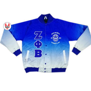 Blouson aviateur brodé sur mesure pour femmes Zeta Phi Beta Soror Blouson aviateur brodé en soie satinée pour femmes - Product Image 1