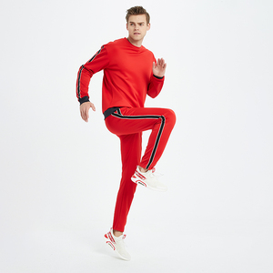 Custom Made Men's Crew Neck Side Stripe Tracksuit With Ribbed Hem Men's Pullover Pain Sweatsuit - Product Image 2