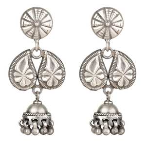 Boucles d'oreilles de luxe en argent Sterling 92.5 pur, bijoux indiens ethniques de haute qualité pour femmes, vêtements de fête NSJ-30 - Product Image 1