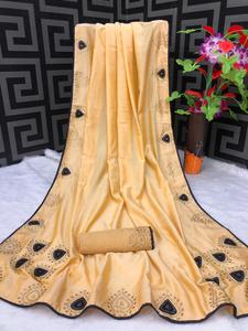 Ropa de fiesta de seda sarees indio último diseñador ropa de mujer sari con blusa Japón satén crape seda telas suaves Impresión digital Sari prenda - Product Image 2