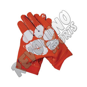Gants de football américain personnalisés Paume collante Couleur orange Gants de football américain pour jeunes Écologique - Product Image 1