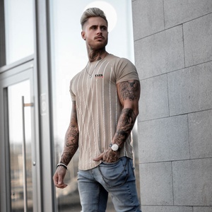 custom luxury tshirts <b>men's</b> cotton tshirt streetwear oversized rib crewneck drop shoulder heavyweight 280gsm t <b>shirt</b> for <b>men</b> - Product Image 5