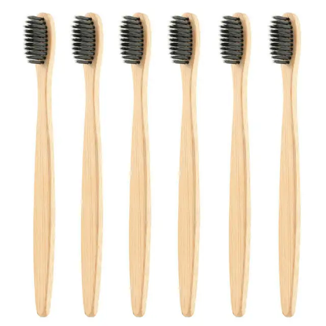 Brosse à dents en bambou réutilisable avec poils en fibre de charbon de bois pour enfants et adultes sûr et bio