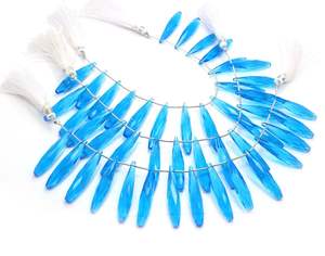 Cuentas Sueltas de Cuarzo Azul Londres en Forma de Gota Facetada, 35x7MM, Gemas de Alta Calidad de 6.5 Pulgadas para la Fabricación de Joyas - Product Image 4