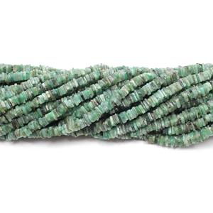 Perles d'émeraude naturelle de 4 mm, forme Heishi lisse, 16 pouces, qualité supérieure AAA - Product Image 2