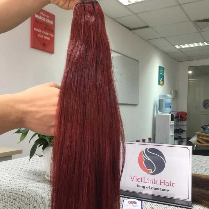 New Arrival Burgundy Red Wine Weft Bundles Colored Hair No Shedding and Tangled Hair Extension From VietLink