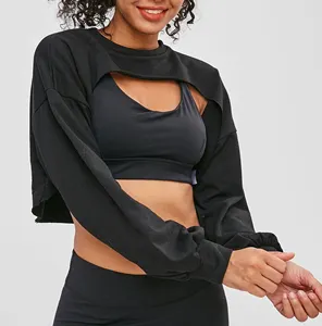 Gym Crop Jumper Open Bust Sweatshirt Frauen Hem Crop Open Bust Sweatshirt