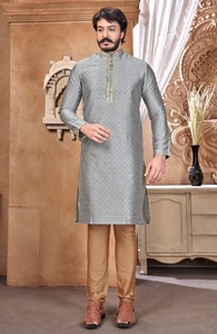 Bayram özel etnik giyim hint geleneksel wearJacquard nakış çalıştı Punjabi Kurta pijama erkek düğün <span class=keywords><strong>Sherwani</strong></span> - Product Image 6
