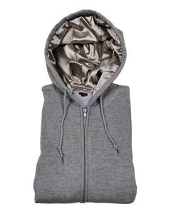 Custom unisex purple oversized pullover women men black satin lined silky hoodie wholesale - Product Image 5