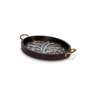 Plateau de service de décoration de table pour fête de mariage plateau de service de restauration plateau de serveur de nourriture pour petit déjeuner pâtes avec poignées plateau de service en métal - Product Image 1