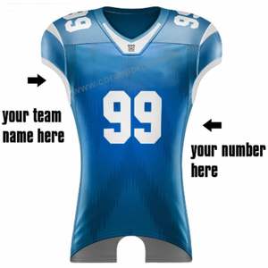 ชุดฟอร์มฟุตบอลคอวีระบายอากาศโพลีเอสเตอร์สีฟ้า7on7อเมริกัน100% ออกแบบมาใหม่ล่าสุดสำหรับคลับ - Product Image 3