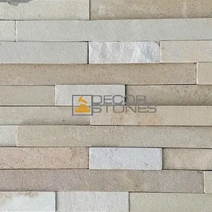 Mint Sandstone Ledger Panel Langkan Panel Batu Tumpuk Perapian Dinding Kelongsong Dekoratif Taman Ubin Batu Elevasi