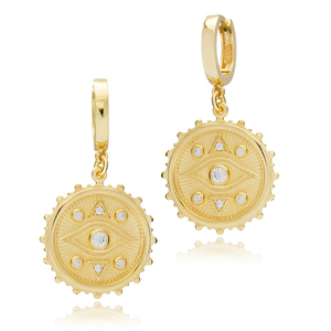 Pendientes colgantes redondos de diseño de ojo, joyería de plata de ley turca hecha a mano, venta al por mayor - Product Image 5