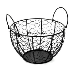 Creative Designer <b>Egg</b> Wire Basket Black Color Handmade Fancy <b>Egg</b> Basket Classic Indian Stylish Wholesale Kitchen <b>Egg</b> Basket - Product Image 1