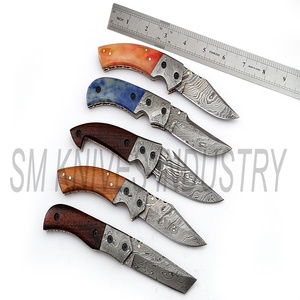 Cuchilla de acero damasco de estilo personalizado, lote de 5 cuchillos plegables (smk1205) - Product Image 4