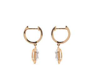 Precioso corte redondo diamante piedra preciosa 18K oro rosa sólido hecho a mano mujeres gota pendientes joyería para venta al por mayor - Product Image 3