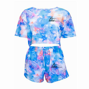 Fancy Sublimation Designed Stylish Crop <b>Top</b> with <b>Short</b> Outdoor Arrival Fancy Summer <b>Sets</b> - Product Image 1