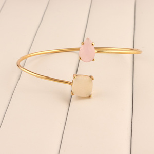 Wholesale Luxury Fashion <b>Bangle</b> <b>Bracelet</b> Natural White Sugar Druzy Briolette Cut Pink Quartz Gold/Silver Plated Styles - Product Image 5
