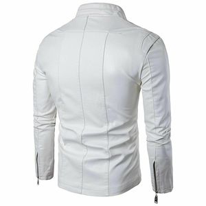 Chaqueta de motorista Unisex de cuero de vaca, color blanco, L, con cremallera, alta calidad, disponible en todos los colores - Product Image 2