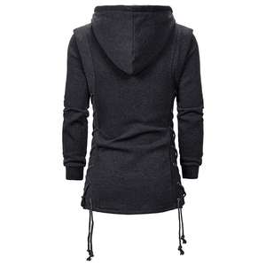100% flambant neuf de haute qualité hommes longue longueur à capuche noir foncé à capuche veste ample unisexe Polyester tissu sweats à capuche-taille 3XL - Product Image 3