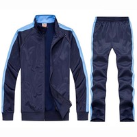 Ensemble de survêtement de football pour homme, automne, personnalisé, 100 % polyester, respirant, léger, taille élastique, avec fermeture éclair