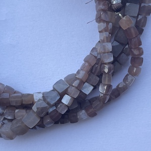 Caja facetada de piedra lunar de Chocolate Natural, 6mm, 8mm, 10mm, Cubo de cuentas de piedras preciosas, tienda en línea, precio al por mayor, joyería DIY - Product Image 4