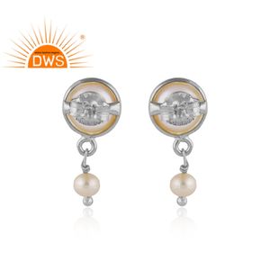 Natural Fresh Water Pearl Gemstone Drop Stud <b>Earrings</b> Indian Gemstone Jewelry Manufacturer 925 <b>Fine</b> Silver <b>Earrings</b> - Product Image 3