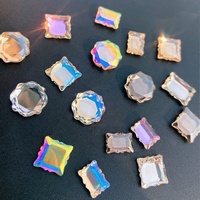 Paso Sico 2022 Nouveau 18 Conceptions Dos Plat 3D K9 À Ongles En Verre Pierre Rond Rectangle Carré Magique Couleur Nail Strass pour la Décoration