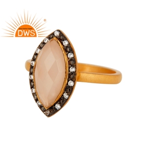 Marquise แหวนพลอยโมราลายกุหลาบราคาส่งเครื่องประดับเงินแท้925 14K ผู้จัดจำหน่ายเครื่องประดับชุบทอง - Product Image 1