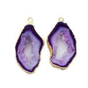 Geode Natural slice agate-Conectores de joyería para mujer, piezas de joyería, pendientes de mujer, conectores de joyería diy - Product Image 1