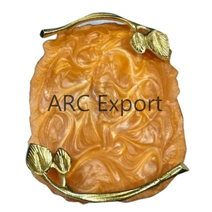 Bandejas para servir de acero inoxidable martillado con mango de ágata de artículos de plata de aluminio para bandejas de vajilla de Hotel al precio más barato - Product Image 5