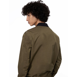 Wholesale Solid Olive Green Men's Bomber <b>Jacket</b> with Stand Collar and Zipper Stylish <b>Boy</b> Style for Winter - Product Image 2