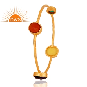 เครื่องประดับแฟชั่นผู้ค้าส่งทองเหลืองชุบทองออกแบบสาวๆกำไลข้อมืออัญมณีธรรมชาติเครื่องประดับกำไลข้อมือ - Product Image 2