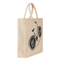 Sac fourre-tout en jute fait main |   Sac de courses réutilisable écologique avec poignées robustes, sac de transport imprimé pour femmes, courses, voyages, cadeaux