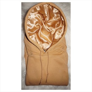 High Quality Wholesale Men's Silk Fitted Hoodies Custom Pocket Fleece Pull over Satin Lined Solid Pattern Winter Sports Wear - Product Image 5
