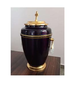 Urne funéraire en métal blanc de fer avec croix d'or - Product Image 2