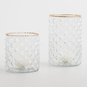 Nuevo diseño casa decorativa de vidrio transparente de calidad de lujo, Té titular luz con Adorno de oro - Product Image 5