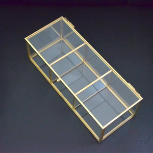 Boîte de rangement en verre et laiton, couleur or, pour bijoux, organisateur - Product Image 2