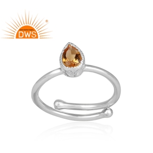 Glossy Natural Citrine Gemstone Stackable <b>Ring</b> <b>Indian</b> 925 Sterling Silver Jewelry Manufacturer - Product Image 2
