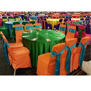 Fundas y fajas para sillas de salón de banquetes de satén colorido estilo moderno duradero personalizable decoración del banquete de boda - Product Image 1