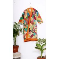 Peignoir en coton fait main, style estival élégant, patchwork Kantha, veste matelassée, kimono Kantha d'hiver, robe de chambre