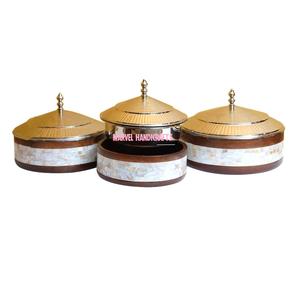 Mother of Pearl Ramadan Eid Serving Casseroles Metal Craft <b>Food</b> <b>Warmer</b> Hotpot Handicrafts Insulated Bowls Dinnerware Set - Product Image 1