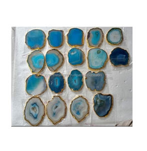 Posavasos con forma de rebanada de ágata, posavasos dorado con sal blanca, el mejor precio - Product Image 2