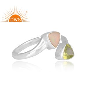 Bague empilable en argent sterling 2026 de qualité supérieure avec péridot naturel et opale d'Éthiopie pour femme - Fabricant de bijoux - Product Image 3